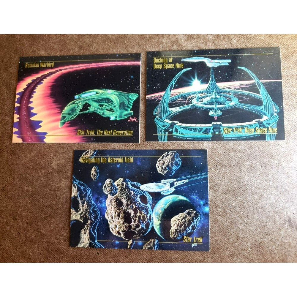 1993 Skybox STAR TREK MASTER SERIES #23, #35 Romulan Warbird, #38 Asteroid Field